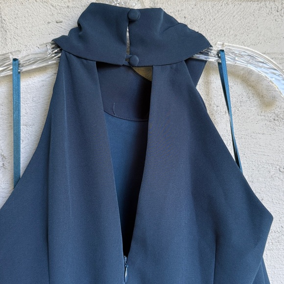 NWT Milly Katelynn Drop-Waist Halter Mini Dress w Ruffle Hem Deep Teal Size 2 - Picture 8 of 14